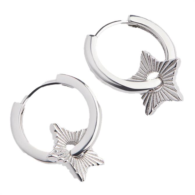 Whistles Silver Textured Star Mini Hoop Earrings